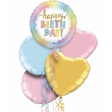 Birthday Rainbow Holographic Foil Balloon Bouquet With Free Lily O Brien Chocolate Set